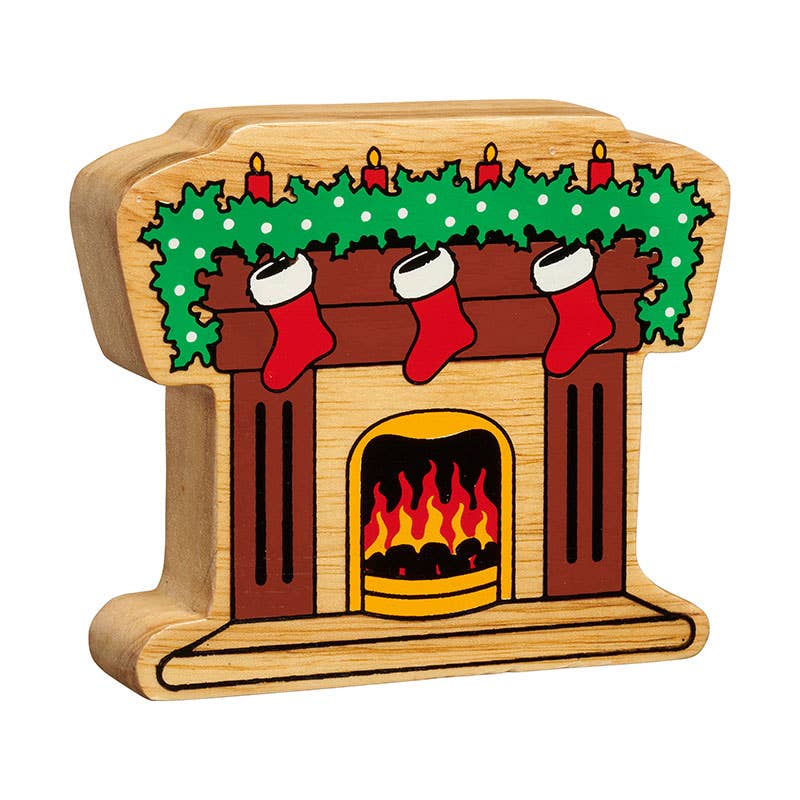 Natural Fireplace with Stockings