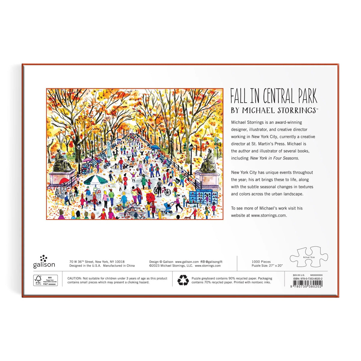 Fall in Central Park 1000 Piece Puzzle by Michael Storrings