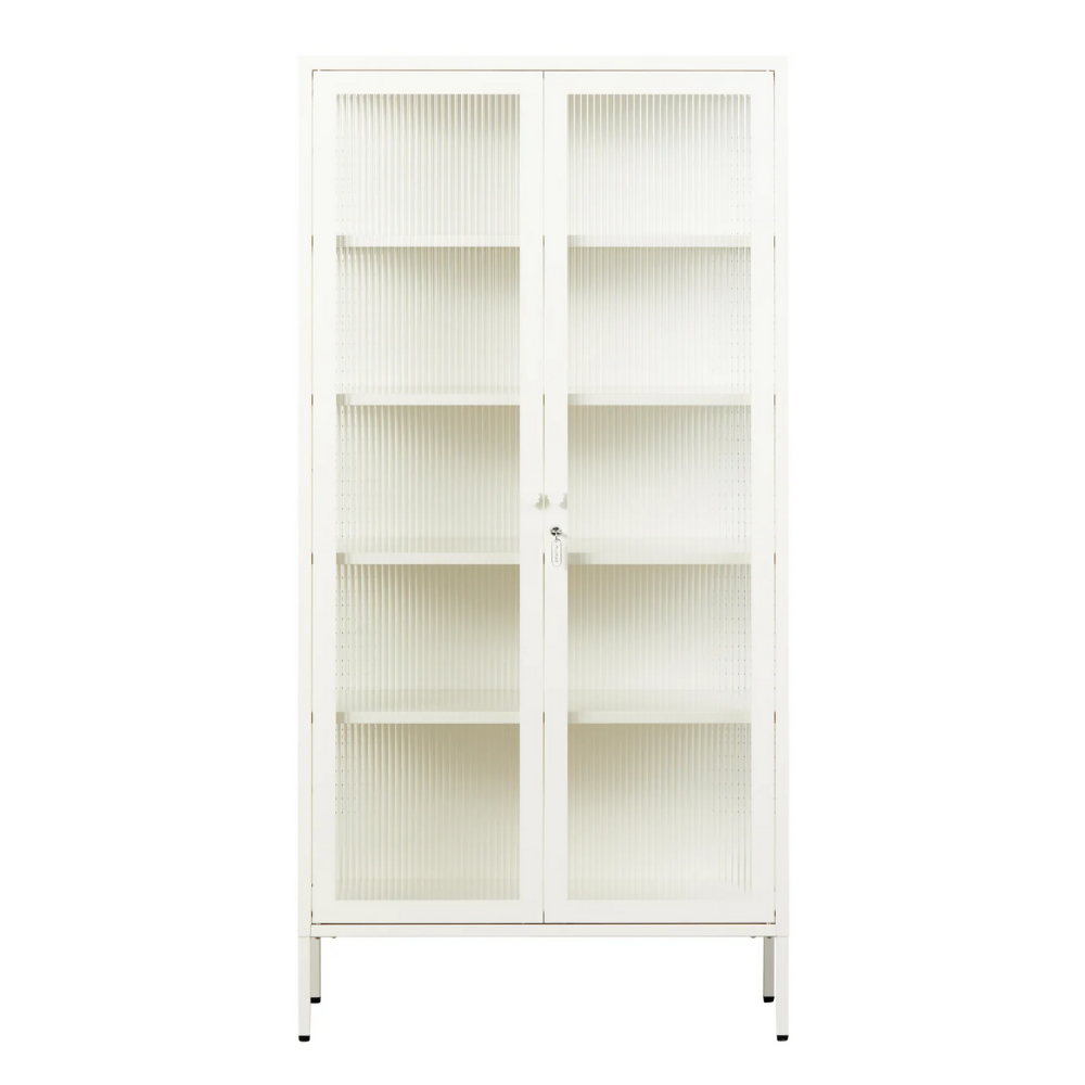 Chalk cabinet with glass panels on a white background