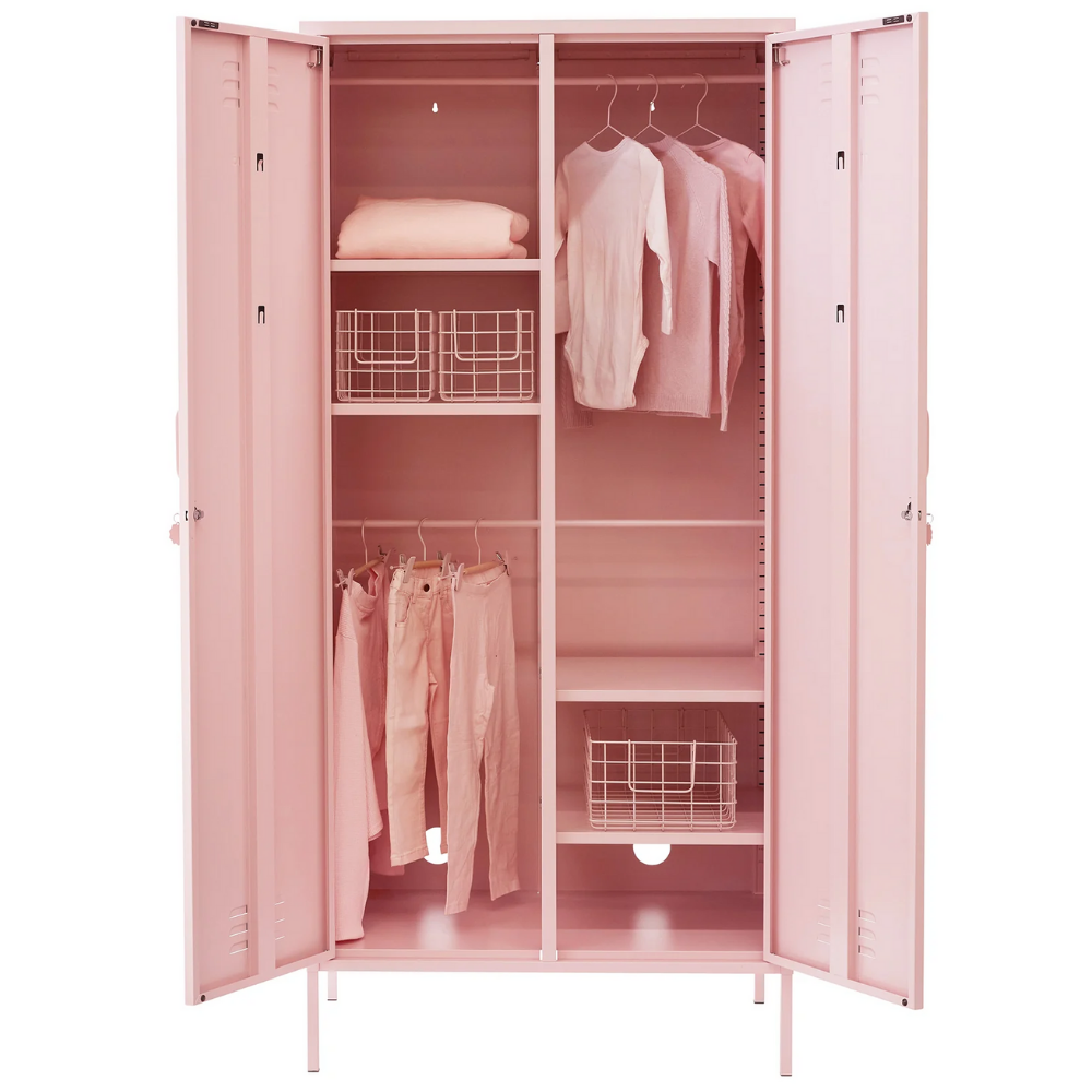 Pink locker open door wardrobe