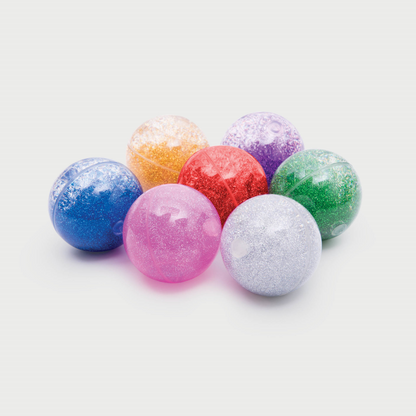 Colourful glittery balls on a white background