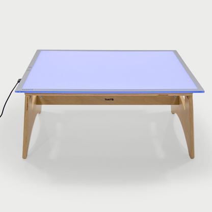 Light panel on stand with a blue light