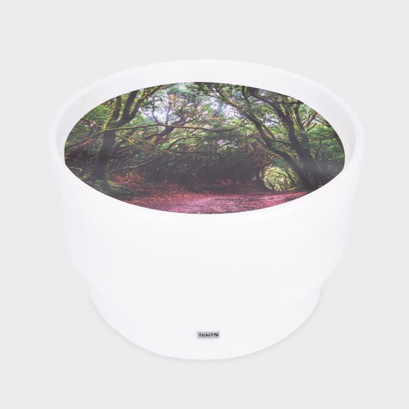 Sensory play table with a forest play mat