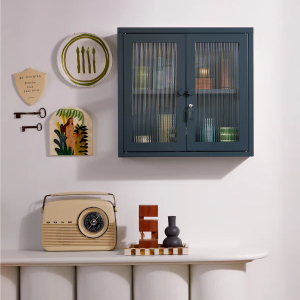 Slate cabinet on wall in a decorative room