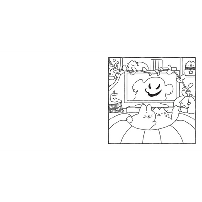 Cartoon of a cat watching TV with a sad expression on a white background