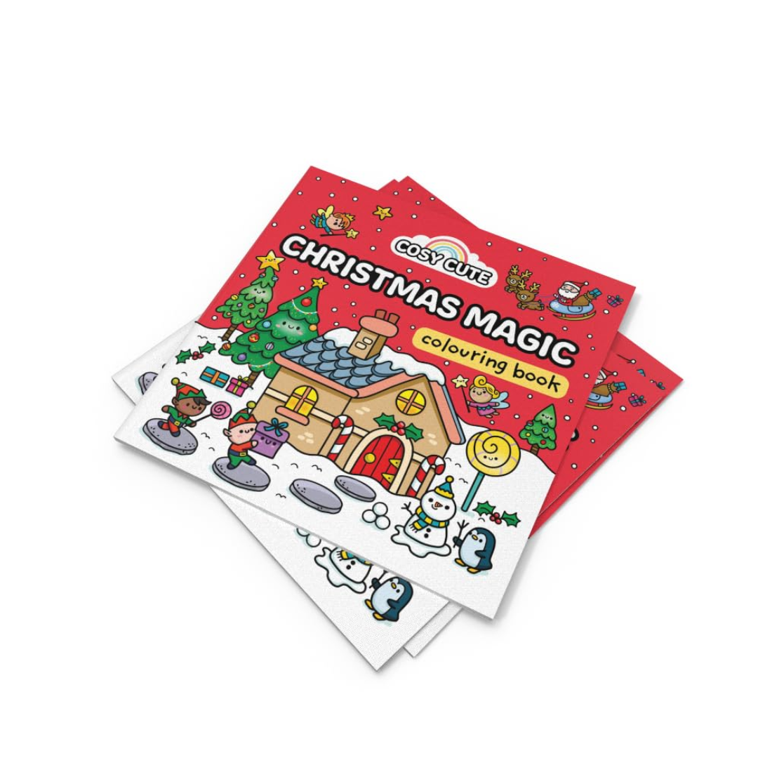 Two Christmas-themed coloring books on a white background