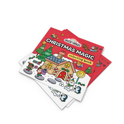 Two Christmas-themed coloring books on a white background