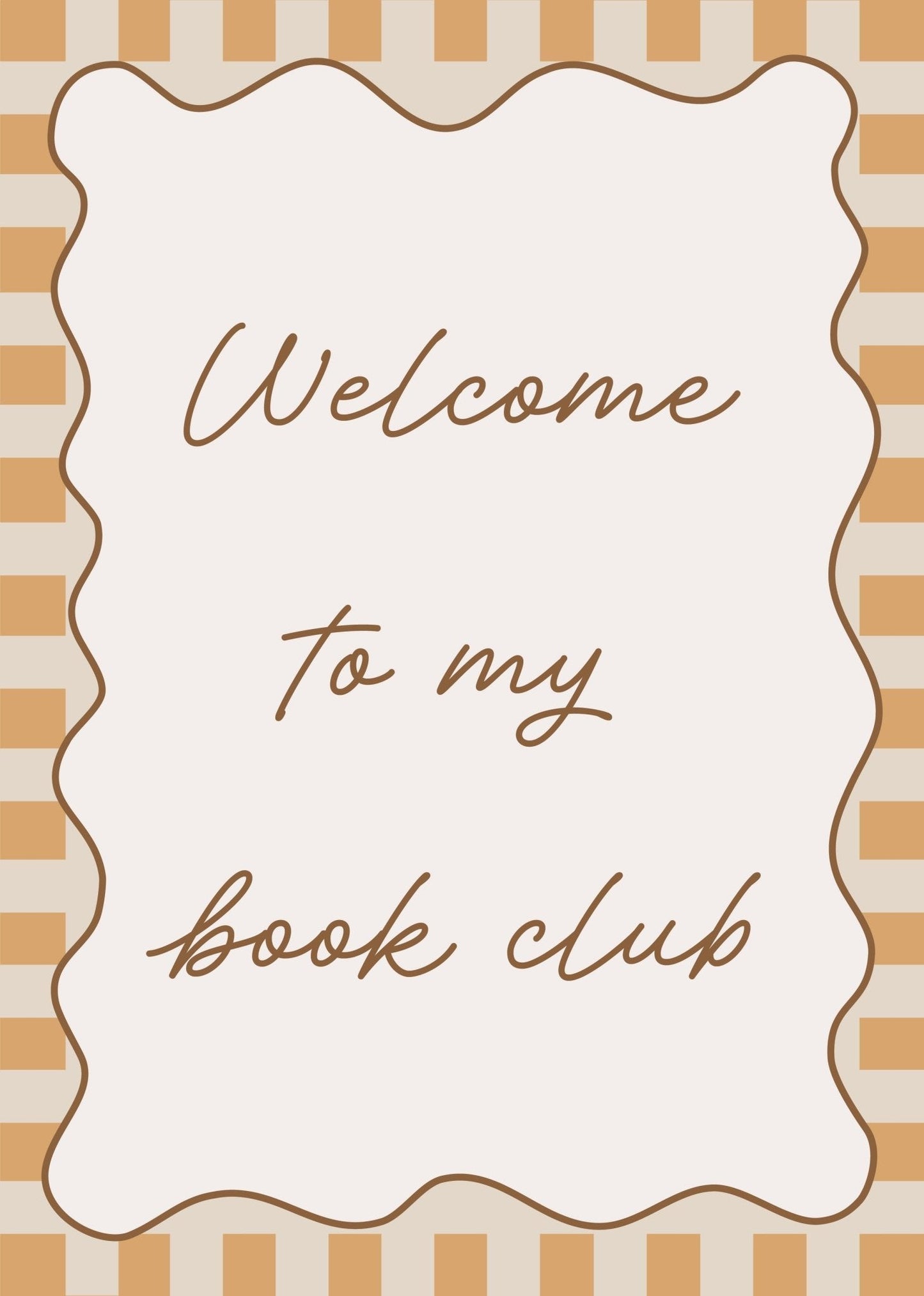Invitation card with 'Welcome to my book club' text on a striped background